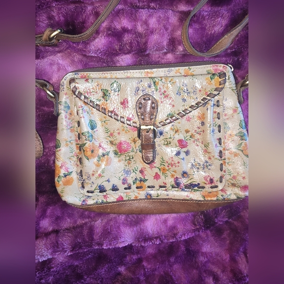 PATRICIA NASH EMELINE CROSSBODY PRAIRIE ROSE ORIG LEATHER FLORAL - Picture 2 of 16